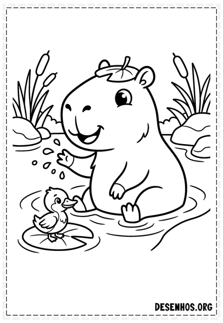 50 Desenho de capivara para colorir