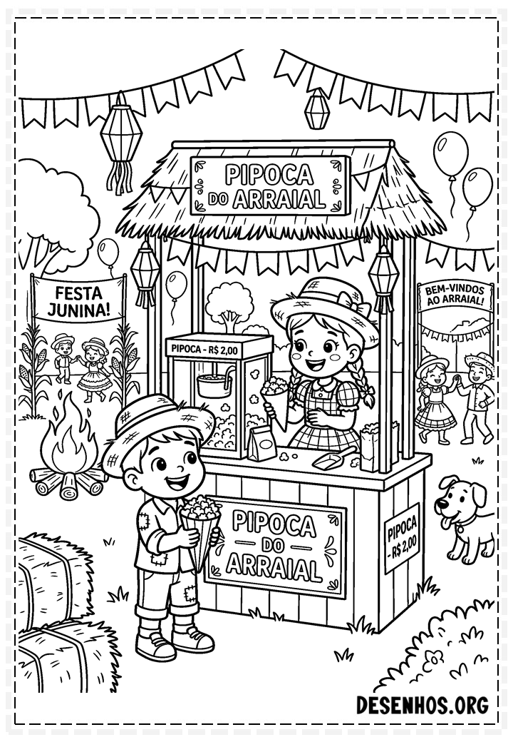30 Desenhos de festa junina para imprimir