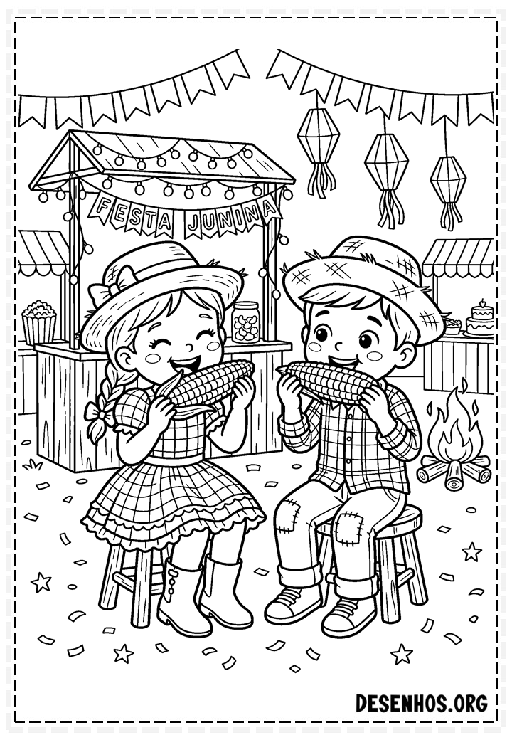 30 Desenhos de festa junina para imprimir