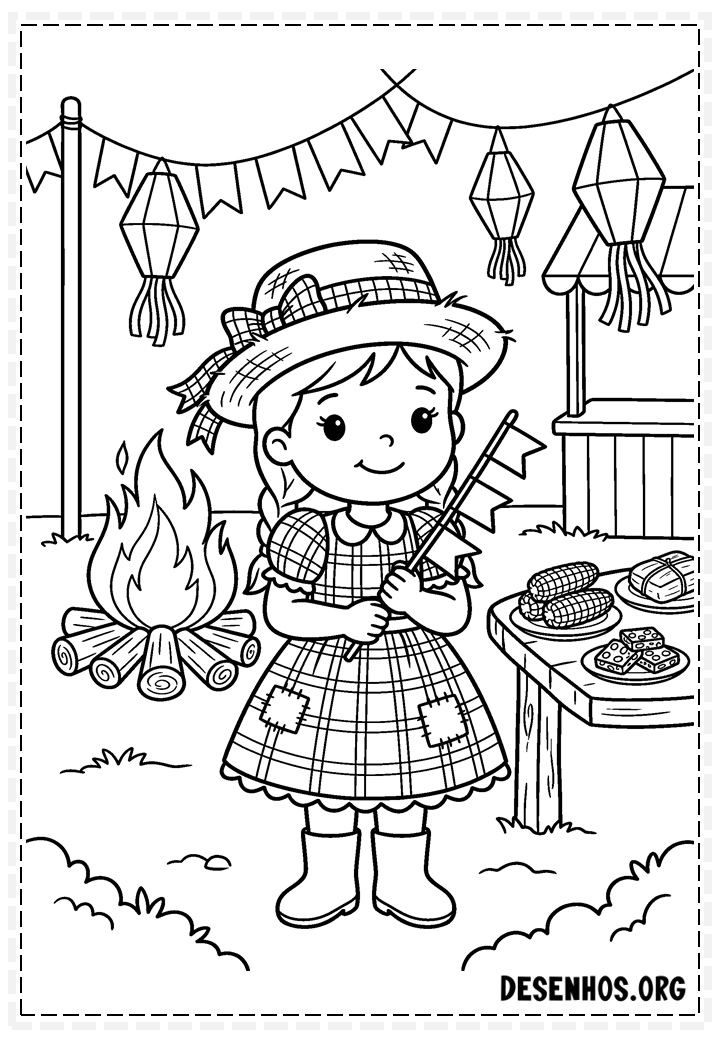 30 Desenhos de festa junina para imprimir