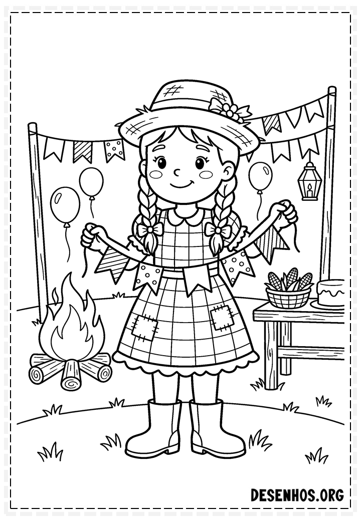 30 Desenhos de festa junina para imprimir