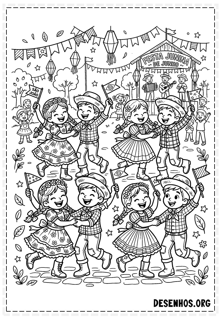 30 Desenhos de festa junina para imprimir