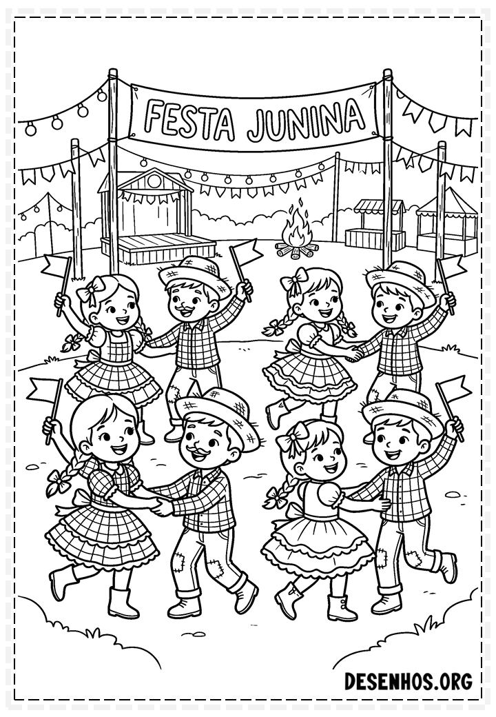 30 Desenhos de festa junina para imprimir