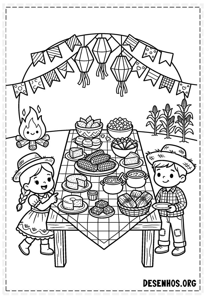 30 Desenhos de festa junina para imprimir