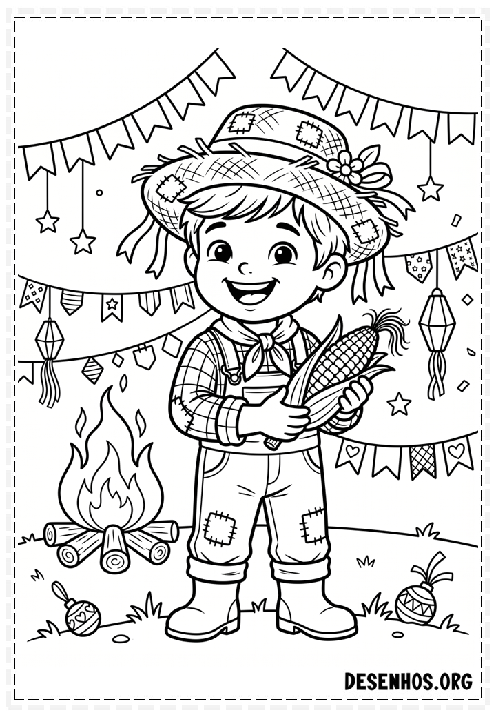 30 Desenhos de festa junina para imprimir