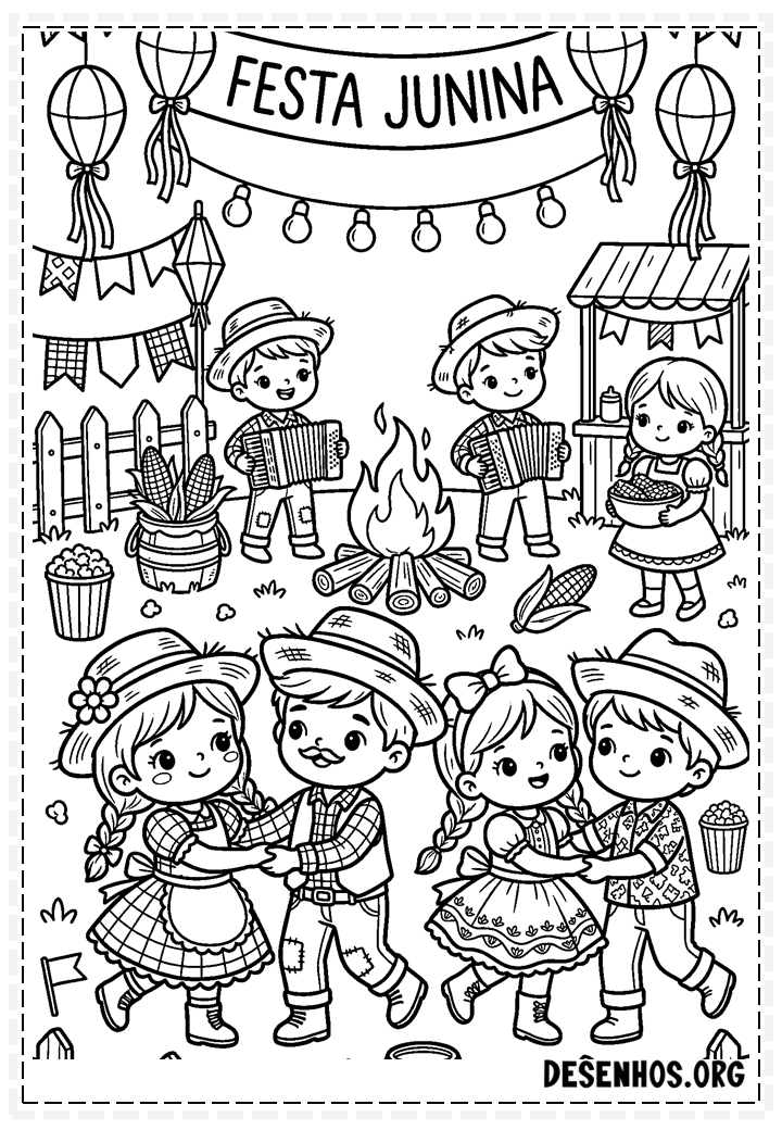 30 Desenhos de festa junina para imprimir