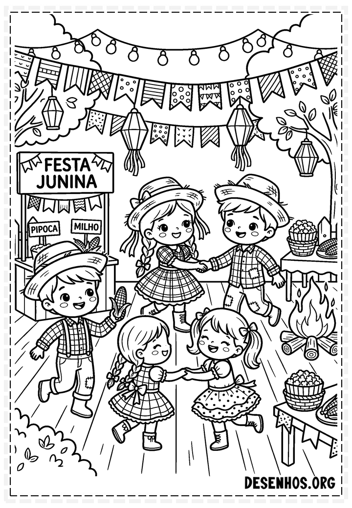 30 Desenhos de festa junina para imprimir