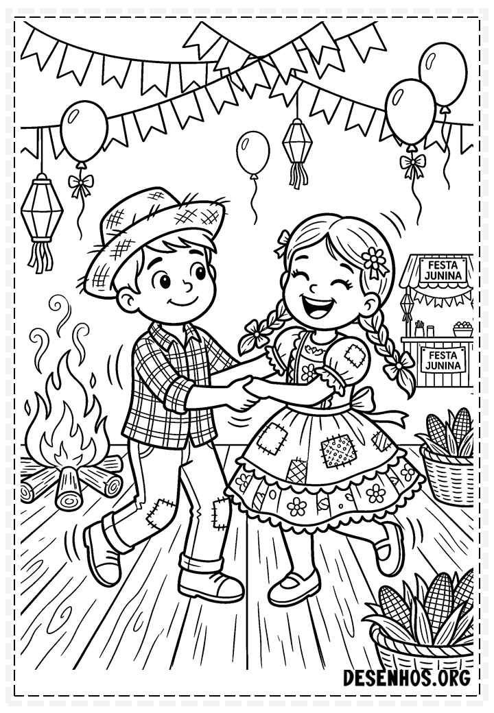 30 Desenhos de festa junina para imprimir