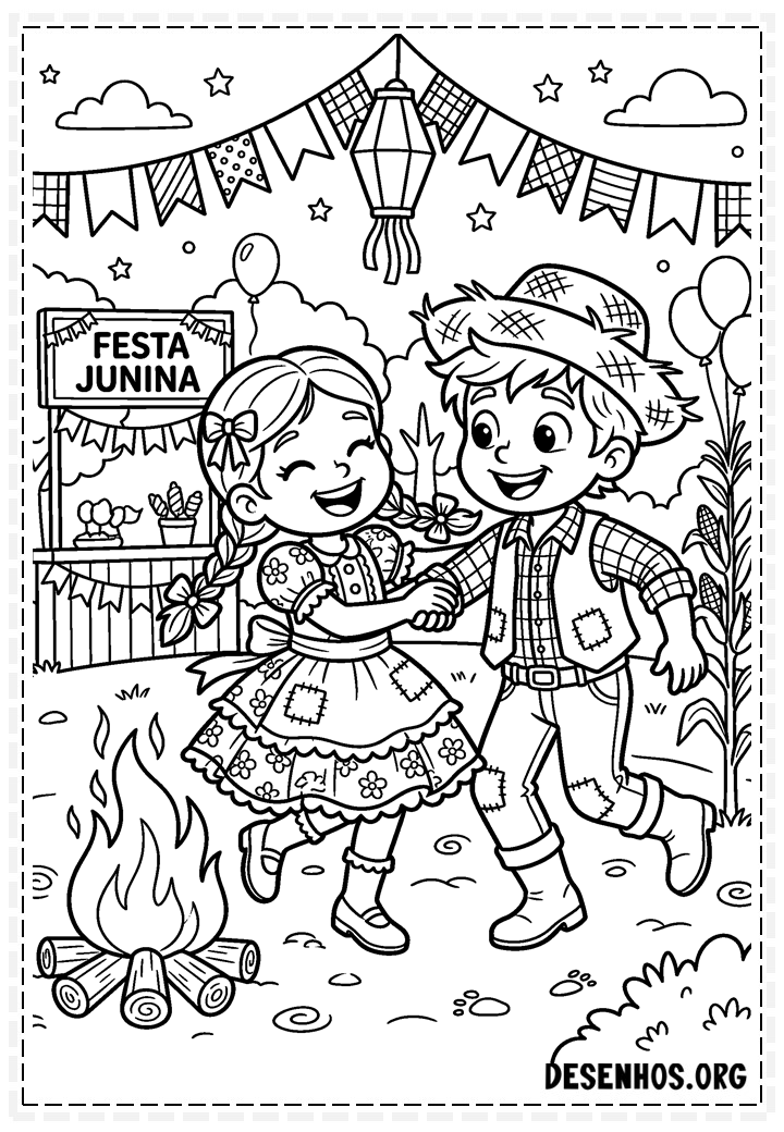30 Desenhos de festa junina para imprimir