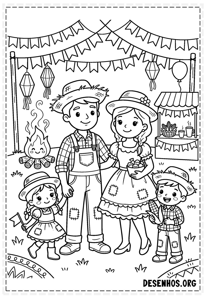 30 Desenhos de festa junina para imprimir