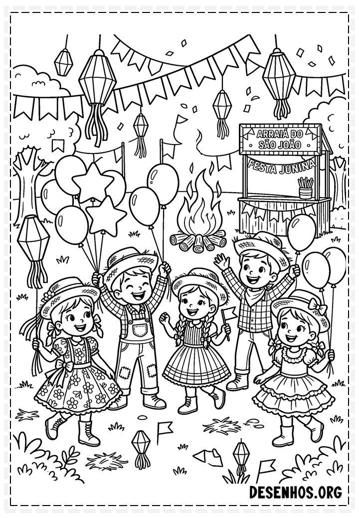 30 Desenhos de festa junina para imprimir