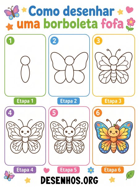 3 Maneiras de como desenhar uma borboleta fofa