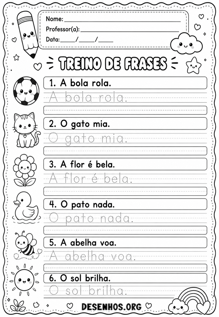 10 Atividades de caligrafia com frases para imprimir 10 Atividades de caligrafia com frases para imprimir
