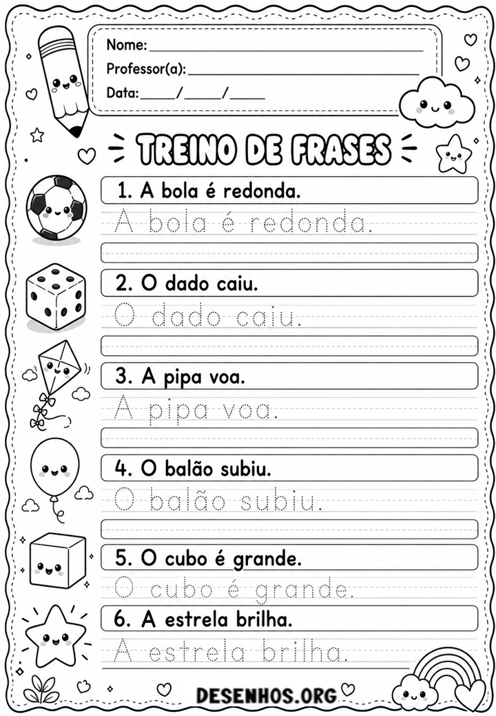 10 Atividades de caligrafia com frases para imprimir 10 Atividades de caligrafia com frases para imprimir