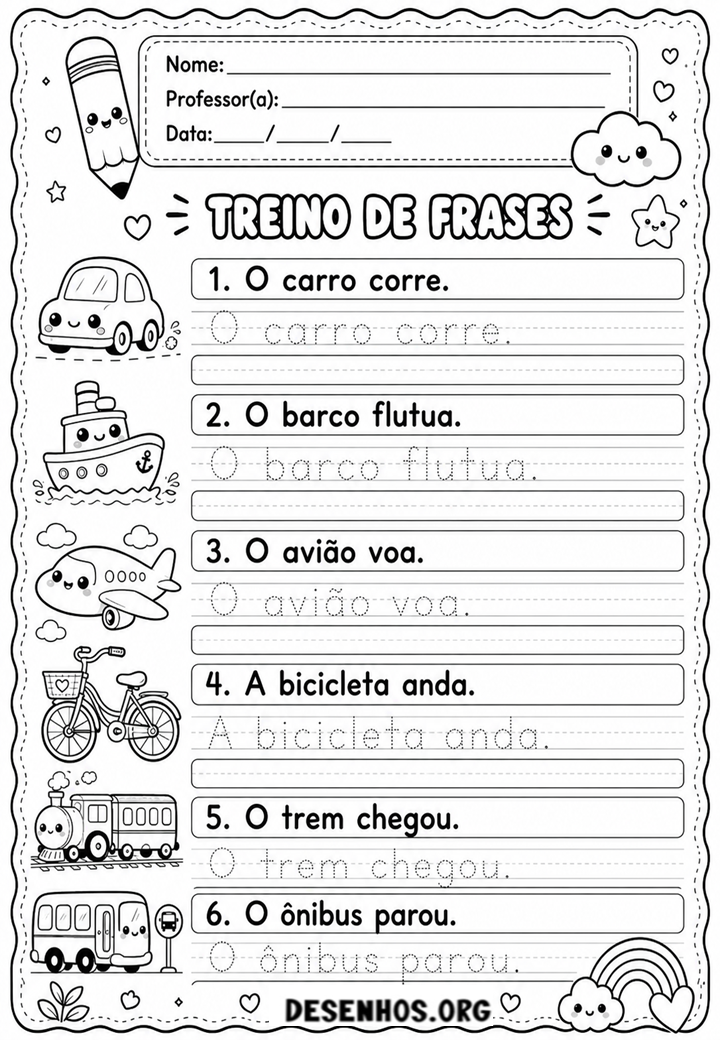 10 Atividades de caligrafia com frases para imprimir 10 Atividades de caligrafia com frases para imprimir