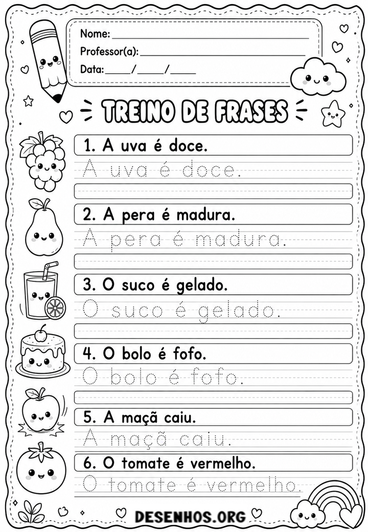 10 Atividades de caligrafia com frases para imprimir 10 Atividades de caligrafia com frases para imprimir