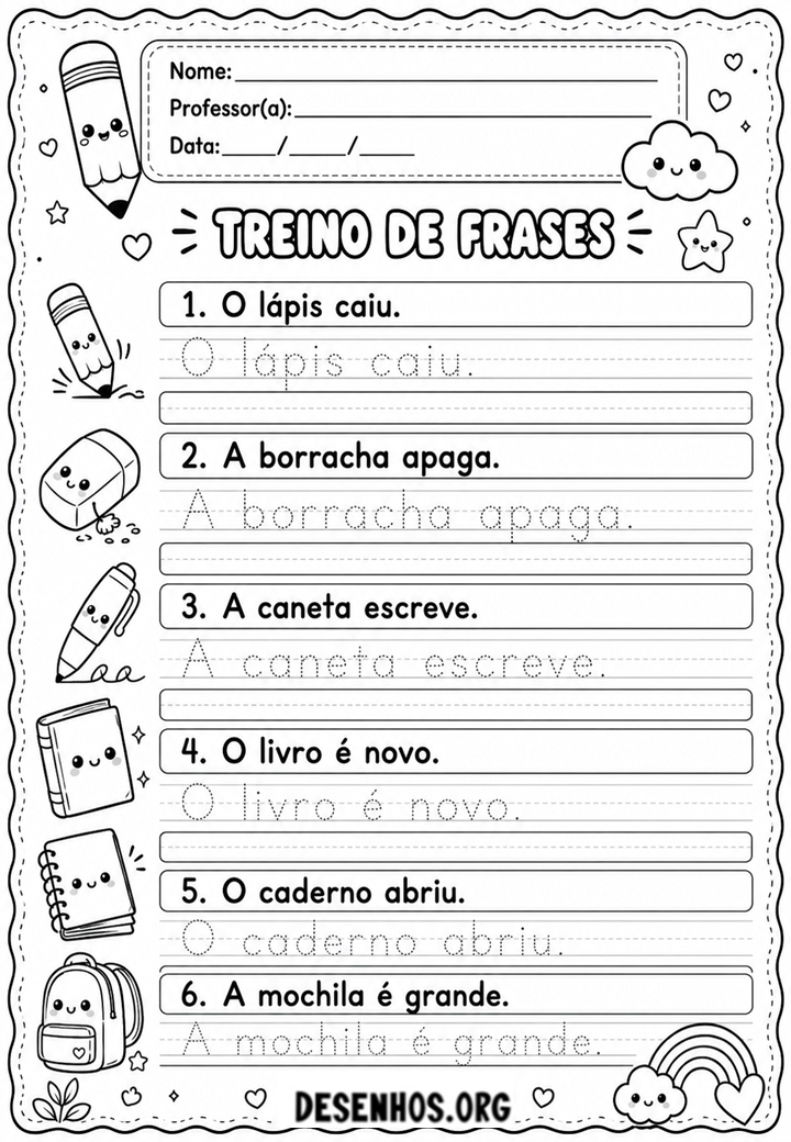 10 Atividades de caligrafia com frases para imprimir 10 Atividades de caligrafia com frases para imprimir