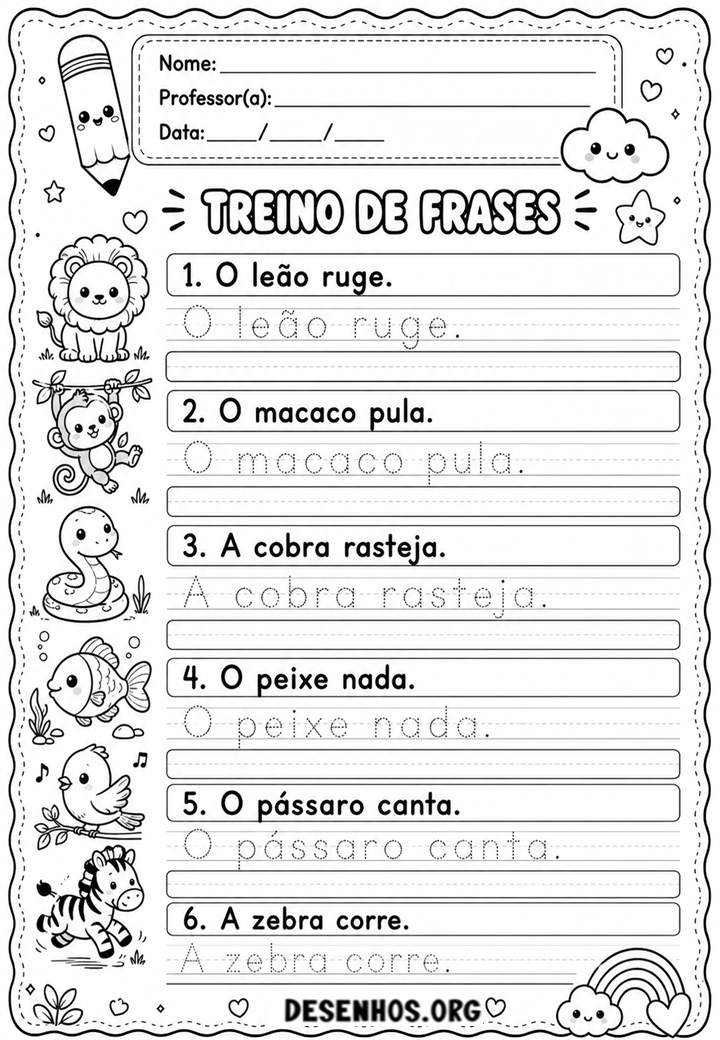 10 Atividades de caligrafia com frases para imprimir 10 Atividades de caligrafia com frases para imprimir