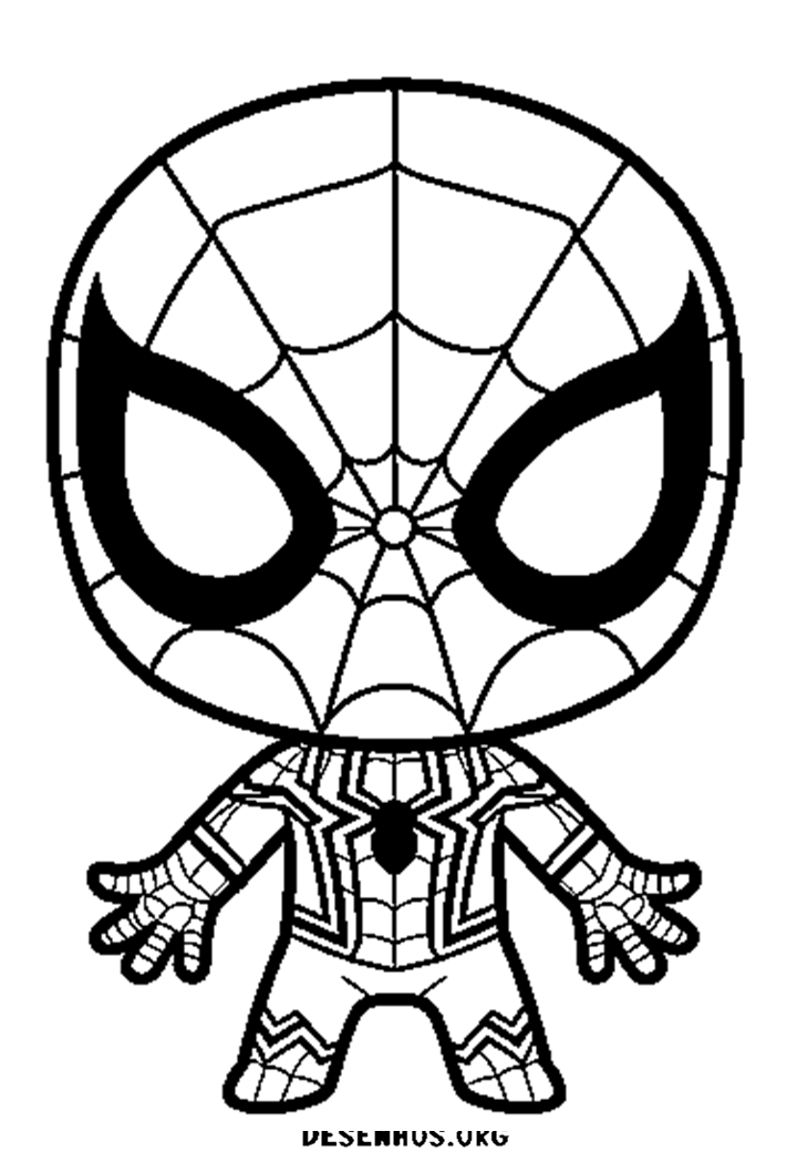 20 desenhos fofos do Homem-Aranha para colorir e imprimir