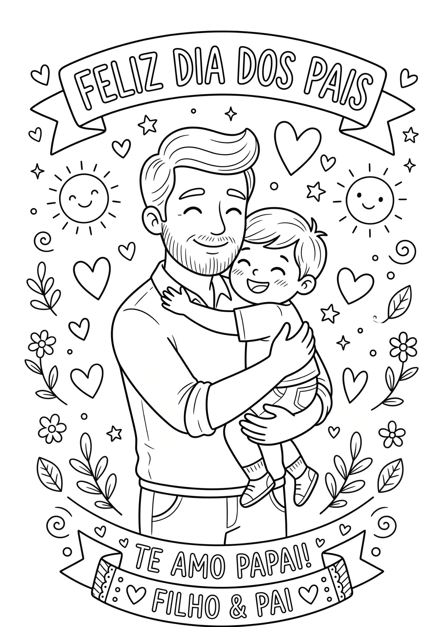 20 desenhos fofos para colorir no Dia dos Pais