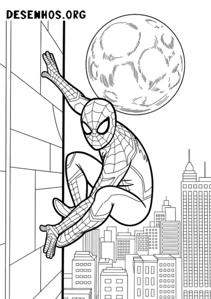 homem-aranha-subindo-em-predio-para-colorir 3