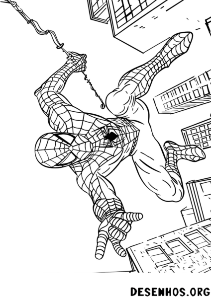 homem-aranha-subindo-em-predio-para-colorir 7
